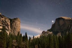 El Captain and Half Dome under the Moonlight